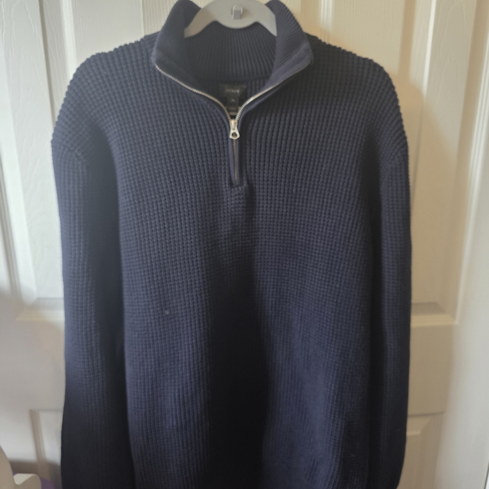 J. Crew Men's Dark Blue Zip-Up Sweater
